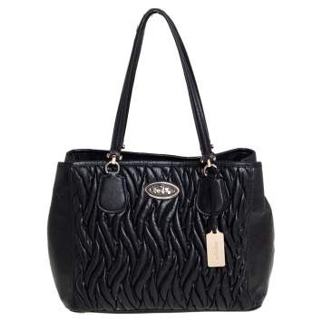 Coach Black Gathered Leather Kitt Carryall Tote