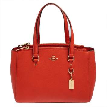 Pre Owned Coach Burnt Orange Leather Mini Christie Carryall Satchel