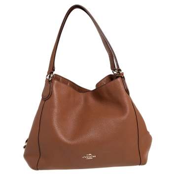 Pre Owned Coach Brown Pebbled Leather Edie 31 Shoulder Bag