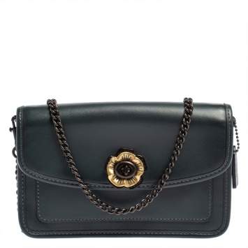 Pre Owned Coach Deep Green Leather Parker Crossbody Bag 