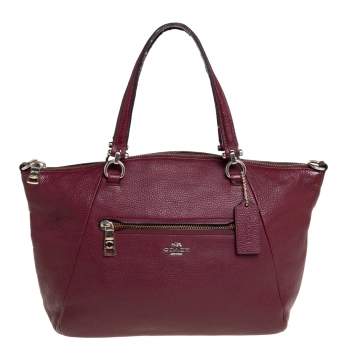 Pre Owned Coach Wine Red Pebbled Leather Prairie Satchel