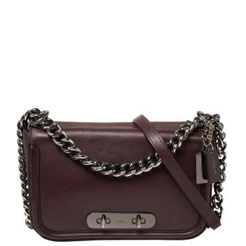 Pre Owned Coach Burgundy Leather Swagger Shoulder Bag