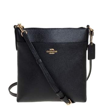 Pre Owned Coach Black Leather Messenger Bag