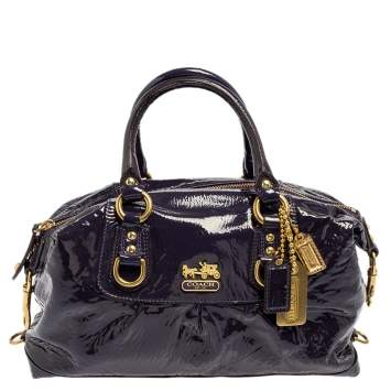 Pre Owned Coach Purple Patent Leather Madison Sabrina Satchel 