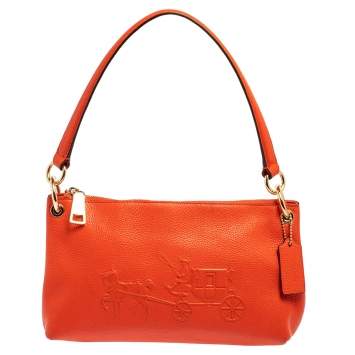 Pre Owned Coach Orange Leather Charley Shoulder Bag