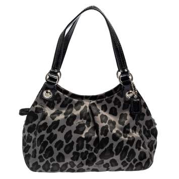 Pre Owned Coach Olive Green/Black Satin Mini Mia Maggie Ocelot Bag