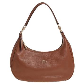 Pre Owned Coach Brown Grained Leather Hobo 