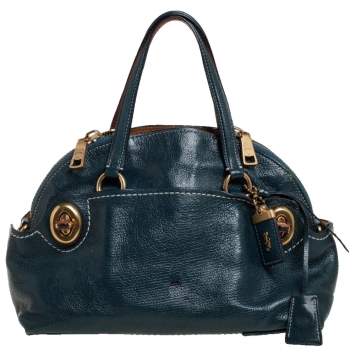 Pre Owned Coach Dark Green Glossy Leather Outlaw Satchel