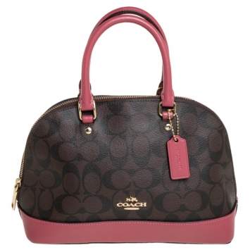 Pre Owned Coach Brown/Pink Signature Coated Canvas and Leather Mini Sierra Satchel