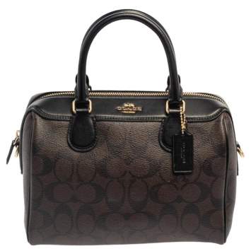 Pre Owned Coach Brown/Black Canvas And Leather Rowan Satchel