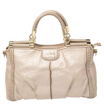 Pre Owned Coach Beige Leather Dowel Caroline Tote