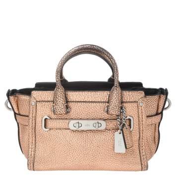 Pre Owned Coach Metallic Gold Leather Swagger Satchel
