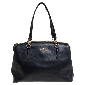 Pre Owned Coach Black Leather Christie Carryall Satchel  