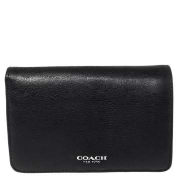 Pre Owned Coach Black Leather Bifold Wallet
