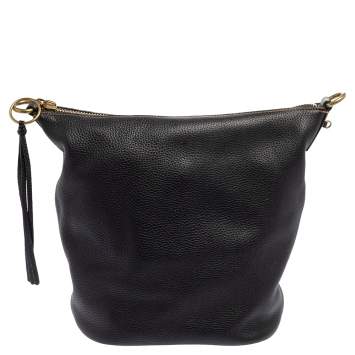 Pre Owned Coach Black Leather Tassel Hobo