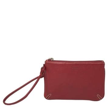Pre Owned Coach Red Leather Wristlet