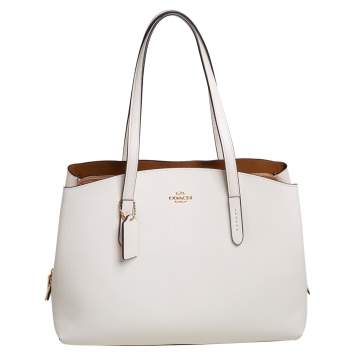 Pre Owned Coach Vanilla Leather Charlie Carryall Satchel 