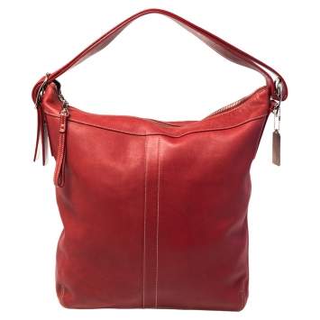 Pre Owned Coach Red Leather Legacy Hobo