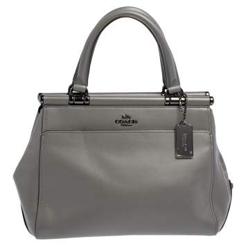 Pre Owned Coach Grey Leather Grace Satchel
