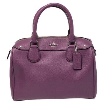 Pre Owned Coach Purple Leather Mini Bennett Satchel