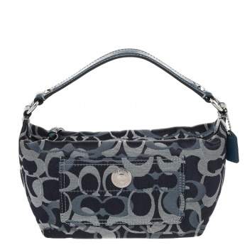 Pre Owned Coach Blue Signature Canvas And Leather Hobo
