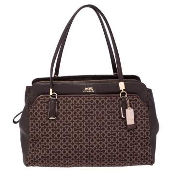 Pre Owned Coach Brown Signature Canvas and Leather Madison Kimberly Satchel