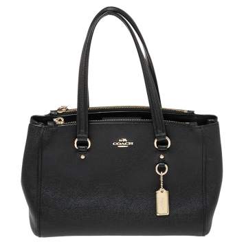 Pre Owned Coach Black Leather Mini Christie Carryall Satchel