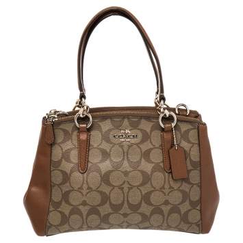 Pre Owned Coach Brown Coated Canvas and Leather Mini Christie Carryall Bag