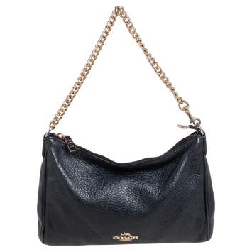 Pre Owned Coach Black Leather Zip Crossbody Bag