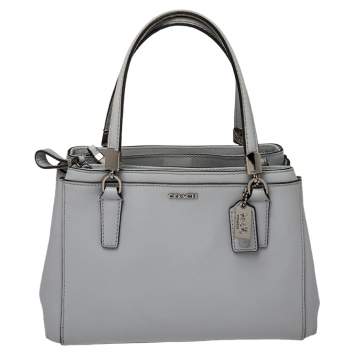 Pre Owned Coach Light Grey Leather Mini Madison Christie Carryall Satchel
