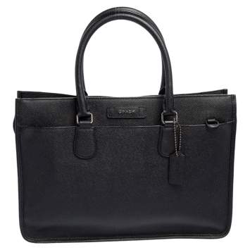 Pre Owned Coach Black Leather Laptop Bag