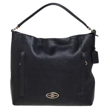 Pre Owned Coach Black Pebbled Leather Large Scout Hobo