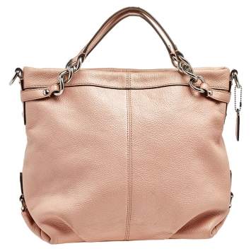 Pre Owned Coach Peach Pebbled Leather Brooke Hobo