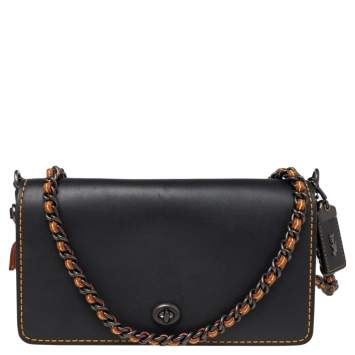Pre Owned Coach Black Leather Dinky Crossbody Bag