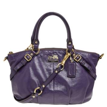 Pre Owned Coach Purple Leather Madison Satchel