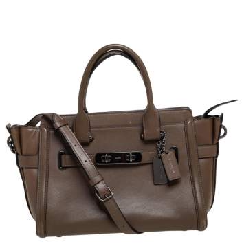 Pre Owned Coach Brown Leather Swagger 27 Carryall Satchel