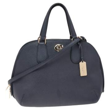 Pre Owned Coach Navy Blue Leather Prince Street Satchel