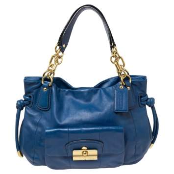Pre Owned Coach Blue Leather Kristin Shoulder Bag