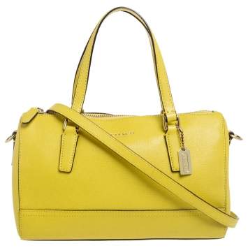 Pre Owned Coach Yellow Saffiano Leather Mini Zip Satchel