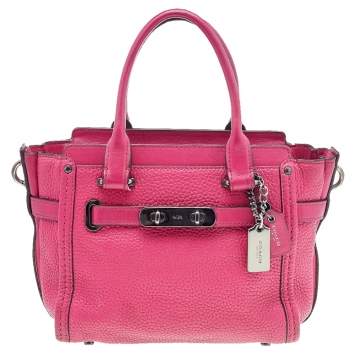 Pre Owned Coach Pink Leather Swagger 20 Tote