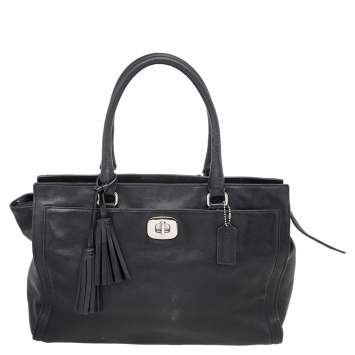 Pre Owned Coach Black Leather Chelsea Carryall Bag