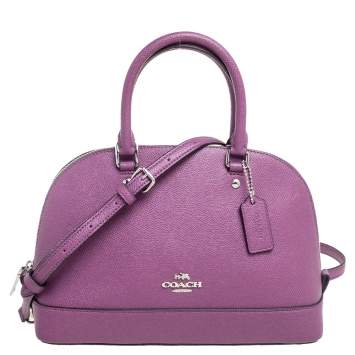 Pre Owned Coach Purple Leather Mini Sierra Satchel