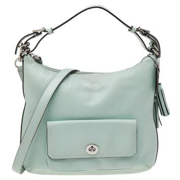 Pre Owned Coach Mint Green Courtney Legacy Leather Shoulder Bag