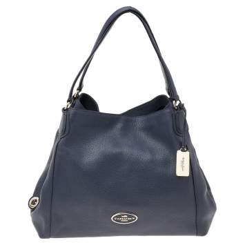 Pre Owned Coach Navy Blue Leather Edie Shoulder Bag