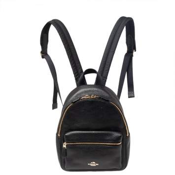 Pre Owned Coach Black Leather And Nylon Mini Charlie Backpack
