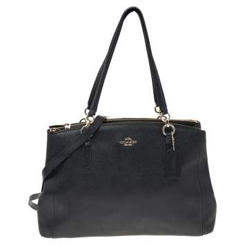 Pre Owned Coach Black Leather Christie Carryall Shoulder Bag