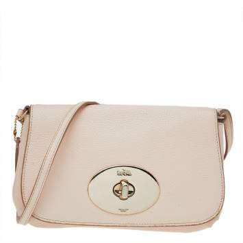 Pre Owned Coach Cream Leather Shoulder Bag