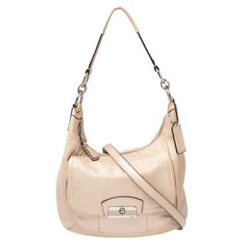 Pre Owned Coach Metallic Beige Leather Kristin Hobo