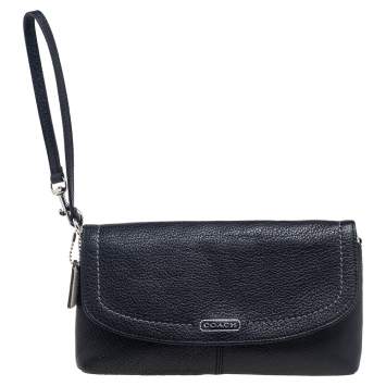 Pre Owned Coach Black Leather Clutch