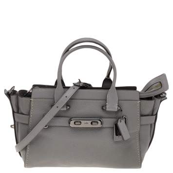 Pre Owned Coach Grey Leather Swagger 27 Carryall Satchel